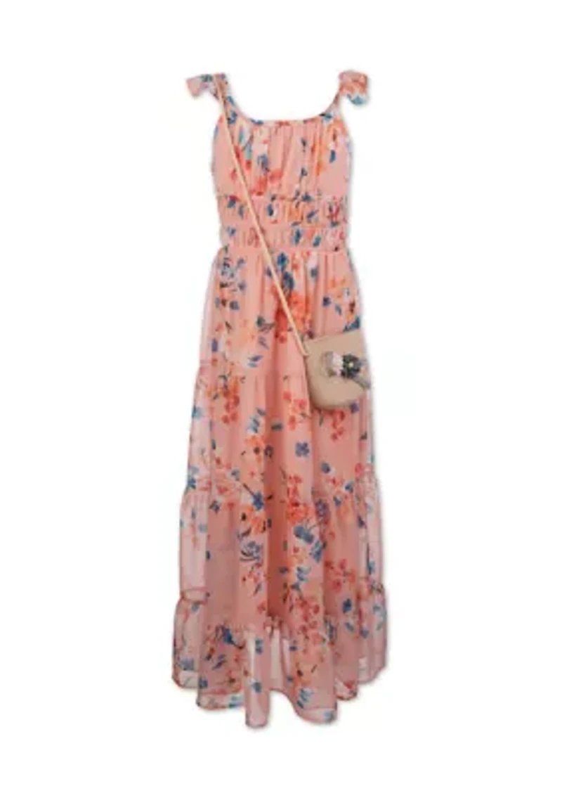 Girls 7-16 Flutter Sleeve Floral Printed Maxi Dress