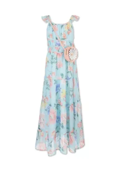 Girls 7-16 Flutter Sleeve Maxi Dress