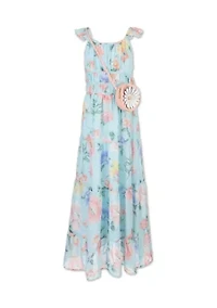 Girls 7-16 Flutter Sleeve Maxi Dress