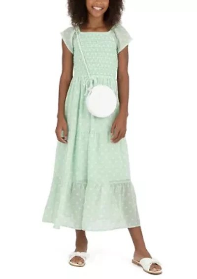 Girls 7-16 Flutter Sleeve Smocked Maxi Dress