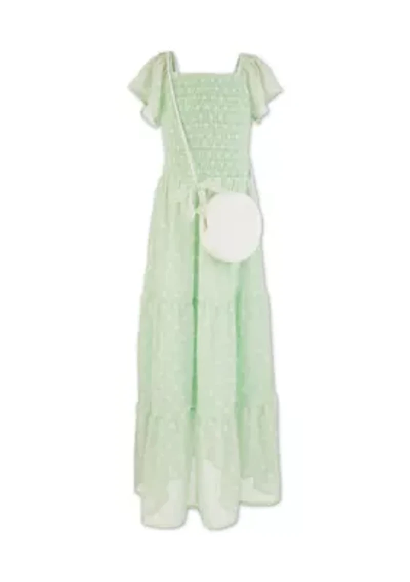 Girls 7-16 Flutter Sleeve Smocked Maxi Dress