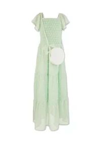 Girls 7-16 Flutter Sleeve Smocked Maxi Dress