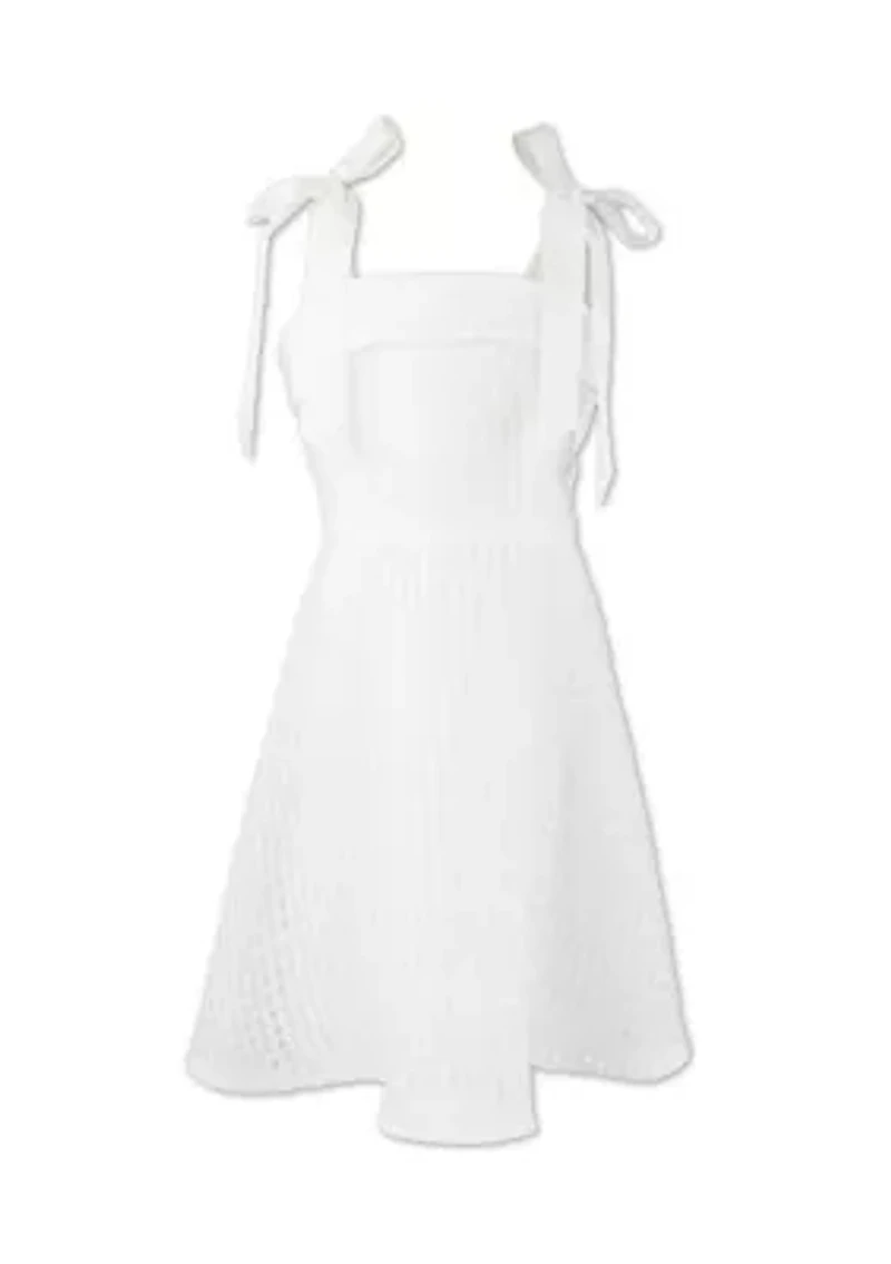 Girls 7-16 Windowpane Tie Shoulder Sundress