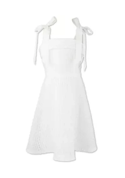 Girls 7-16 Windowpane Tie Shoulder Sundress