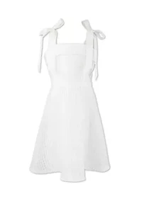 Girls 7-16 Windowpane Tie Shoulder Sundress