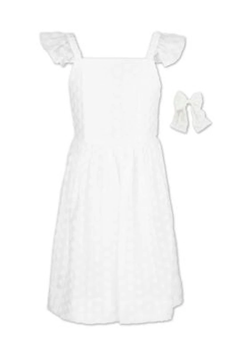 Girls 7-16 Flutter Shoulder Dress with Bow