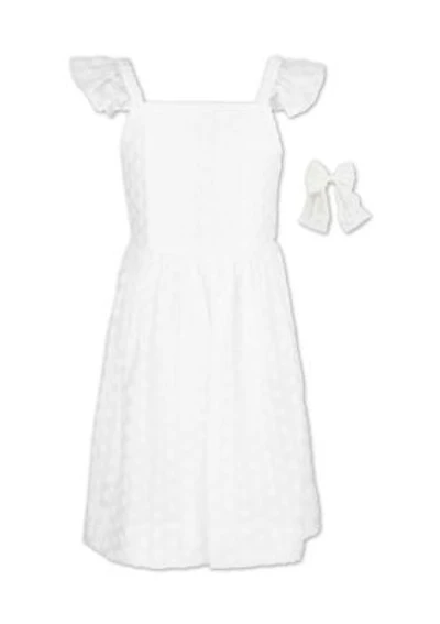 Girls 7-16 Flutter Shoulder Dress with Bow