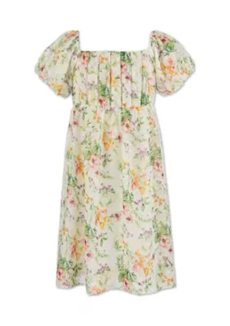 Girls 7-16 Ivy Floral Tucked Bodice Dress