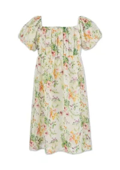 Girls 7-16 Ivy Floral Tucked Bodice Dress