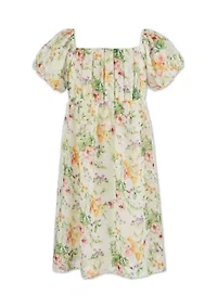 Girls 7-16 Ivy Floral Tucked Bodice Dress