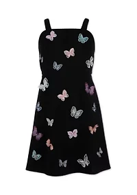Girls 7-16 Butterfly Printed Scuba Crepe Dress