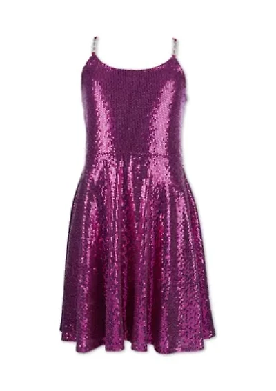 Girls 7-16 Allover Sparkle Dress with Chain Strap