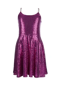 Girls 7-16 Allover Sparkle Dress with Chain Strap