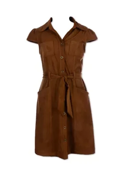 Girls 7-16 Knee Length Button Front Dress