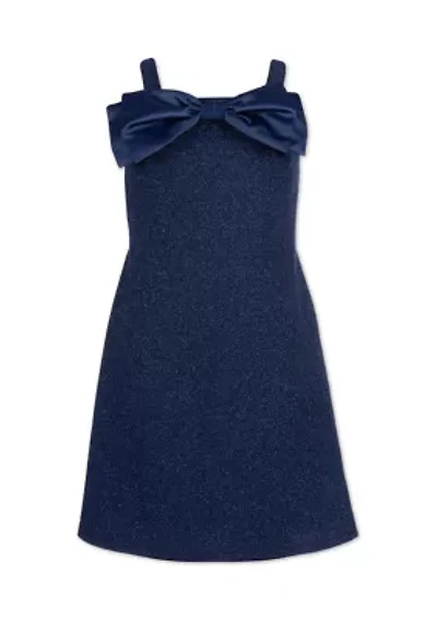 Girls 7-16 Glitter Knit Dress with Big Bow