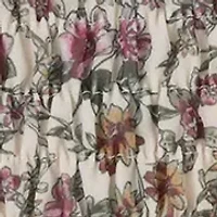 Girls 7-16 Suede Vest with Floral Print Dress
