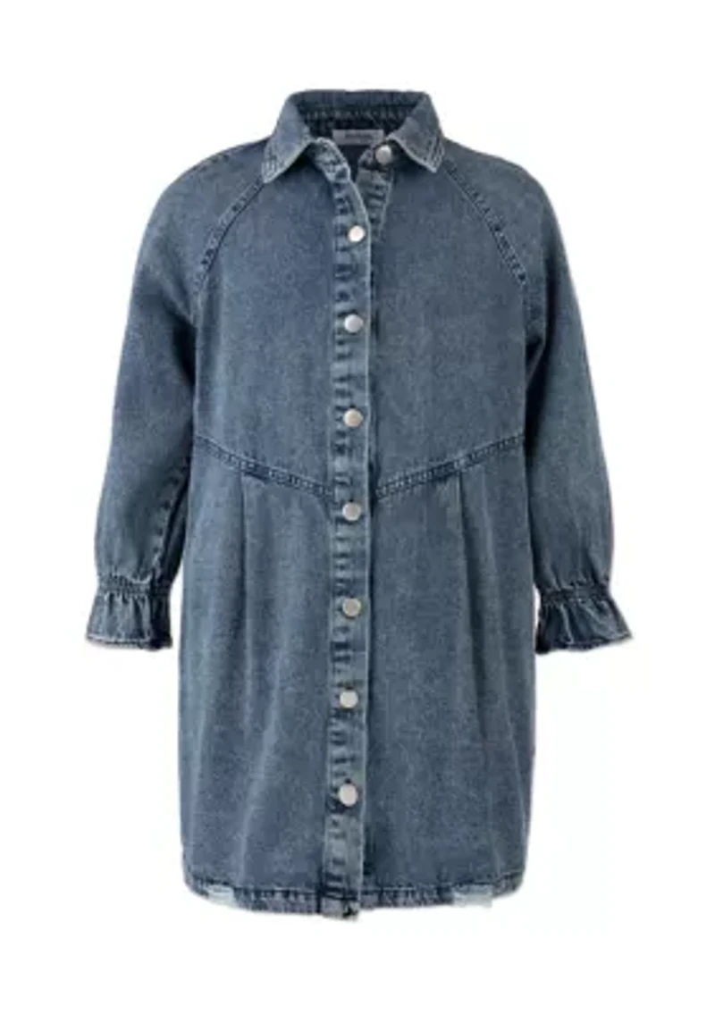 Girls 7-16 Long Sleeve Denim Dress
