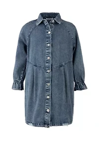 Girls 7-16 Long Sleeve Denim Dress