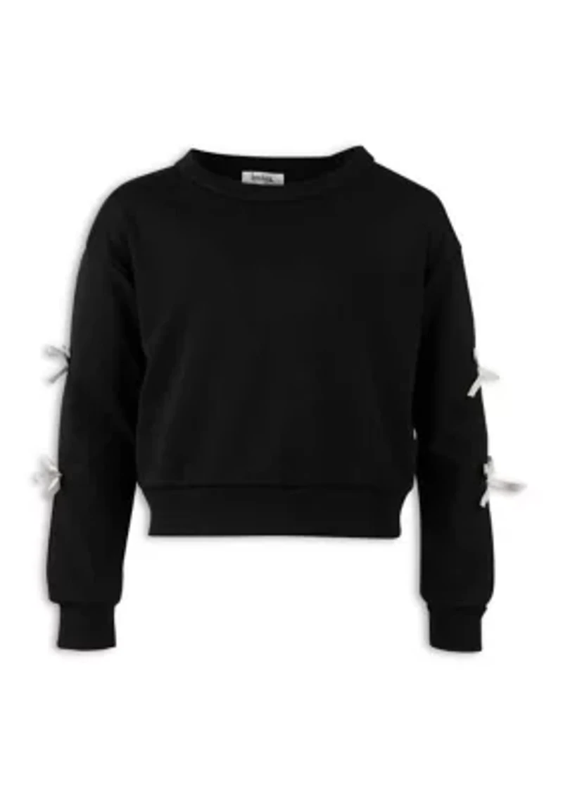 Girls 7-16 Bow Sleeve Fleece Sweater