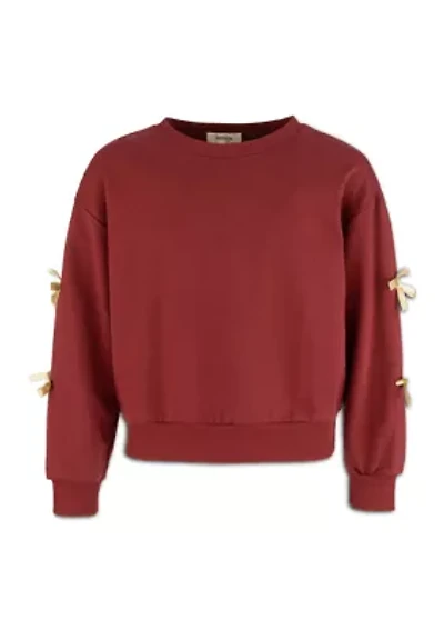 Girls 7-16 Bow Sleeve Fleece Sweater