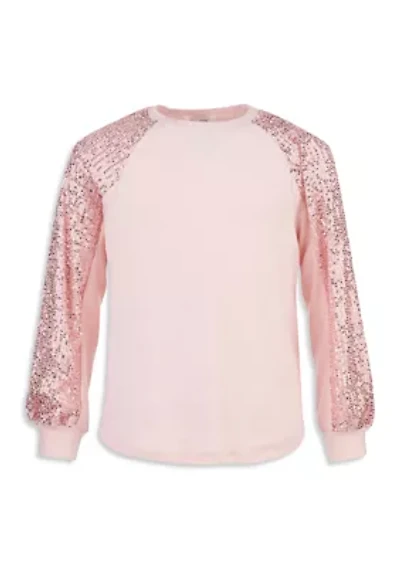 Girls 7-16 Sparkle Sleeve Fleece Pullover