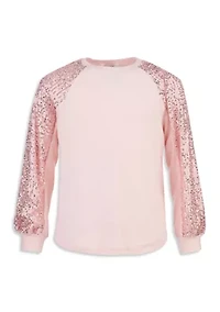 Girls 7-16 Sparkle Sleeve Fleece Pullover