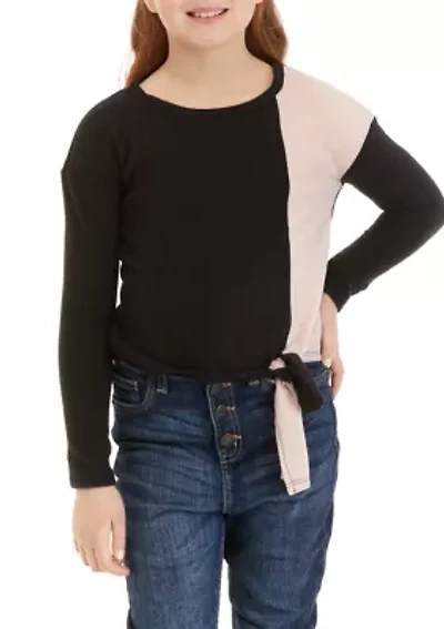 Girls 7-16 Long Sleeve Tie Front Top