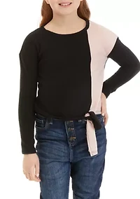 Girls 7-16 Long Sleeve Tie Front Top