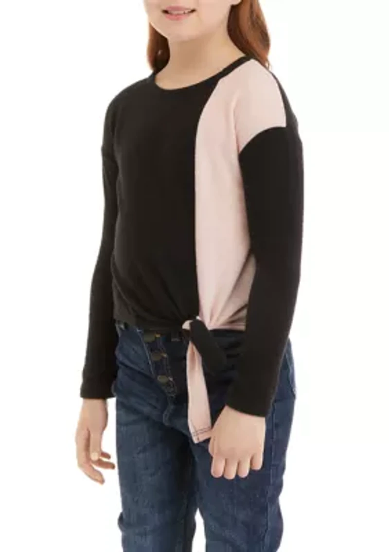 Girls 7-16 Long Sleeve Tie Front Top