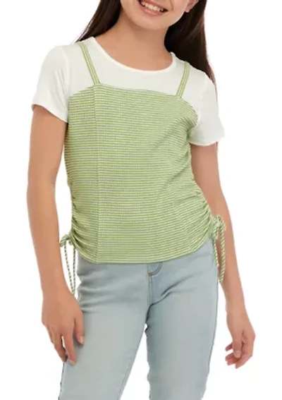 Girls 7-16 Striped Tank Over T-Shirt