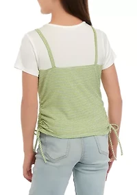 Girls 7-16 Striped Tank Over T-Shirt