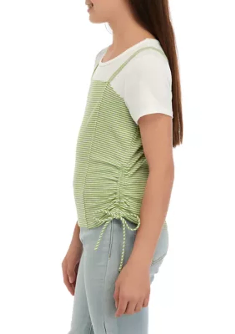 Girls 7-16 Striped Tank Over T-Shirt