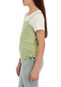 Girls 7-16 Striped Tank Over T-Shirt