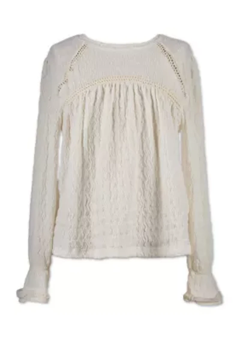 Girls 7-16 Textured Lace Top