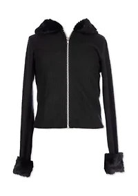 Girls 7-16 Fleece Cuff Zip Top