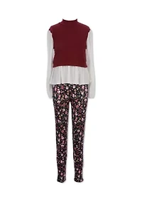 Girls 7-16 Floral Legging Set
