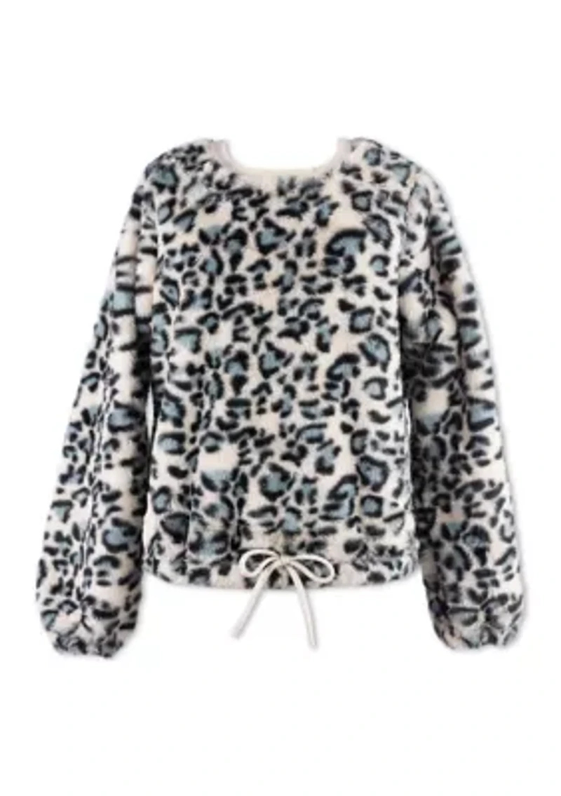 Girls 7-16 Animal Print Sherpa Pullover