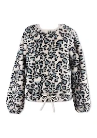 Girls 7-16 Animal Print Sherpa Pullover