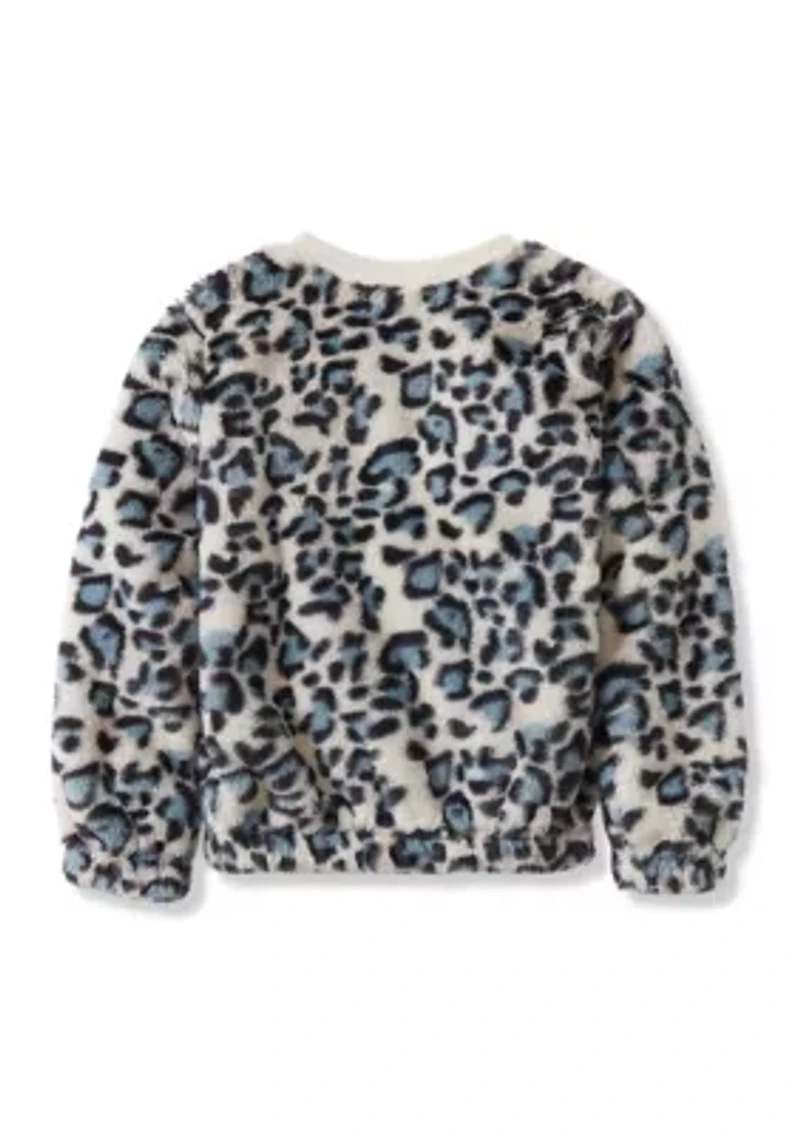 Girls 7-16 Animal Print Sherpa Pullover
