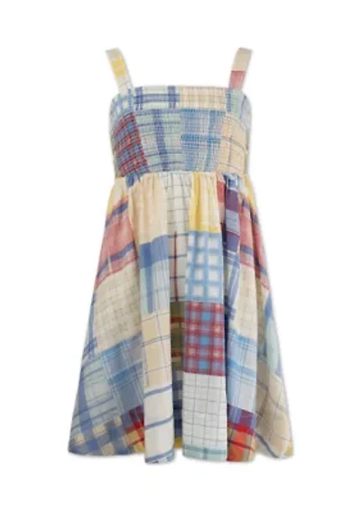 Girls 7-16 Patchwork Smocked Dress