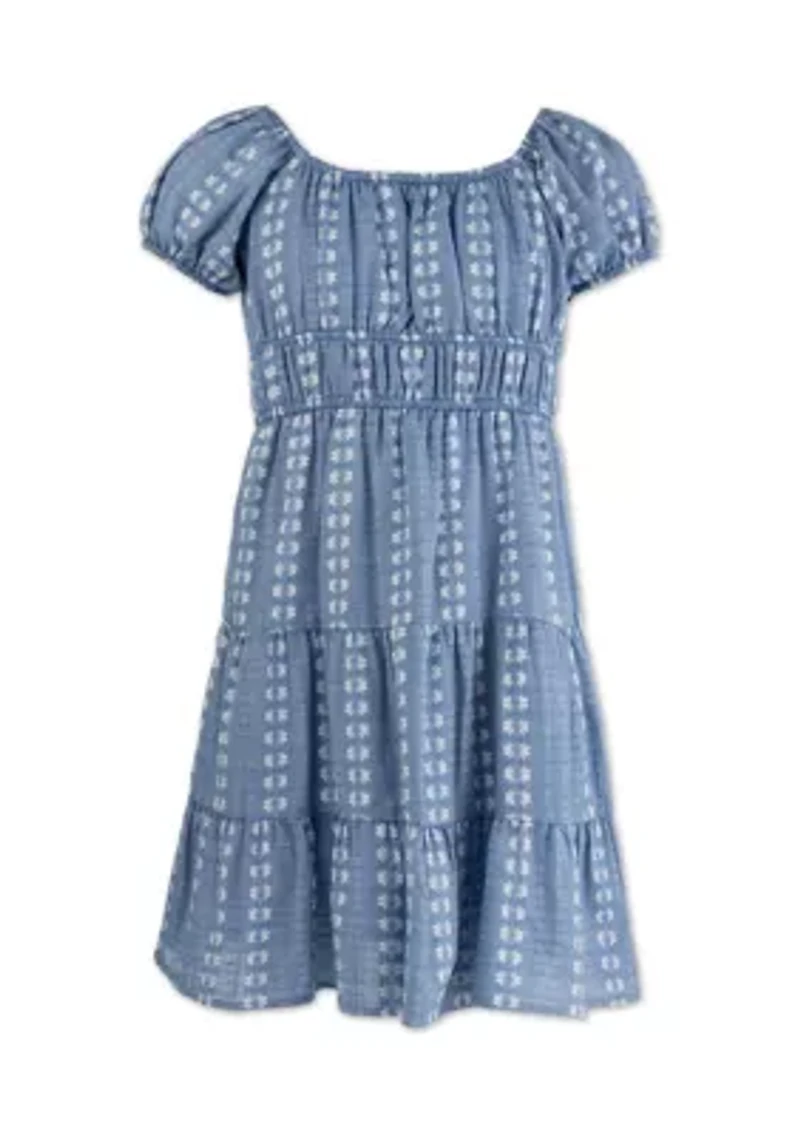 Girls 7-16 Embroidered Chambray Dress