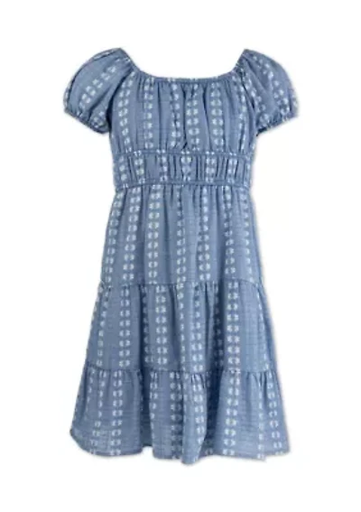Girls 7-16 Embroidered Chambray Dress