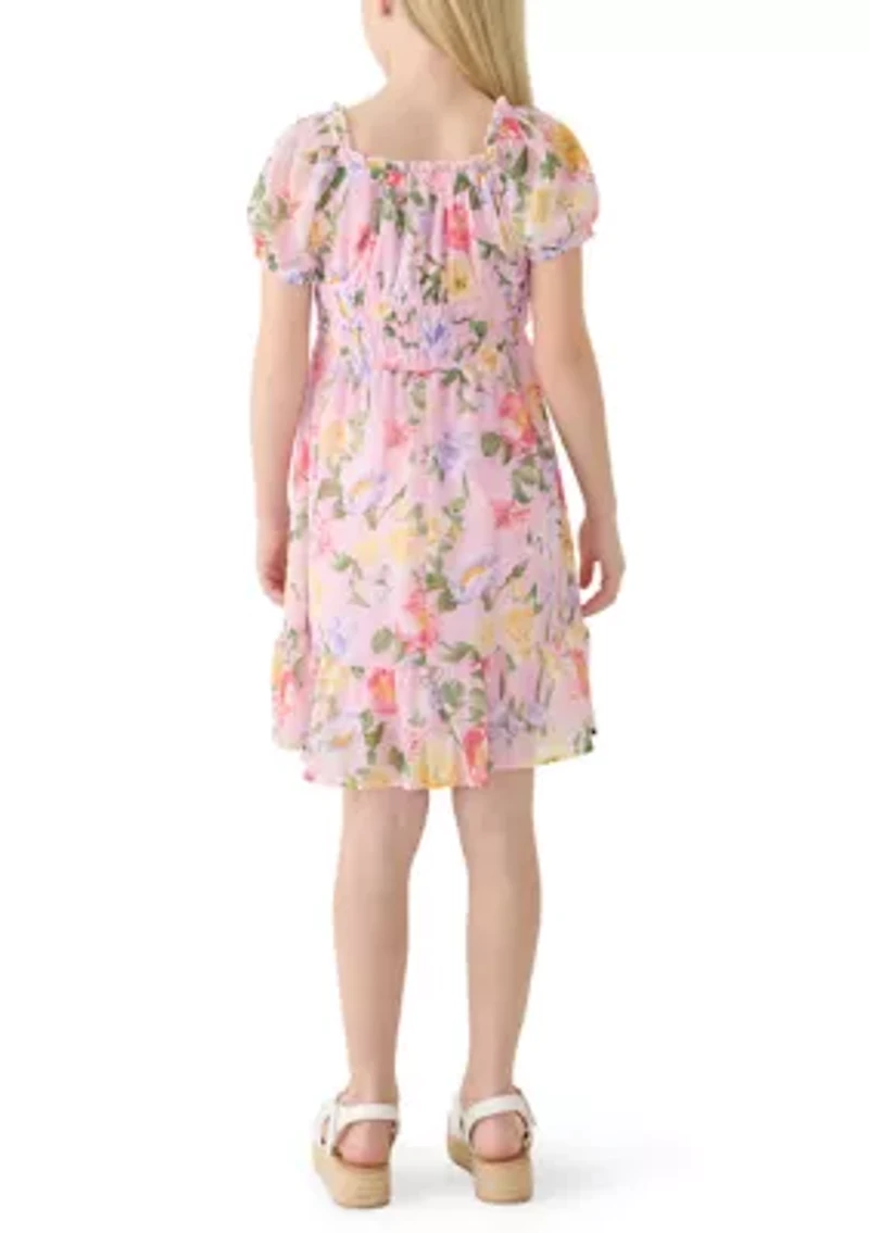 Girls 7-16 Floral Banded Waist Dress