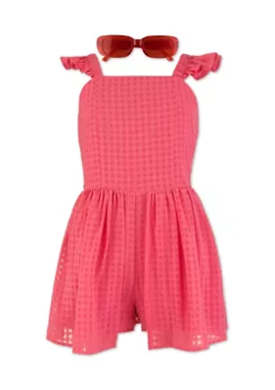 Girls 7-16 Windowpane Romper