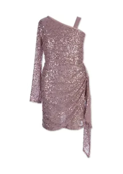 Girls 7-16 One Shoulder Sequin Dress