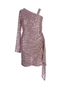 Girls 7-16 One Shoulder Sequin Dress