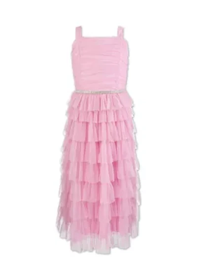 Girls 7-16 Solid Tulle Ruched Dress