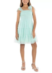 Girls 7-16 Swiss Dot Tiered Dress