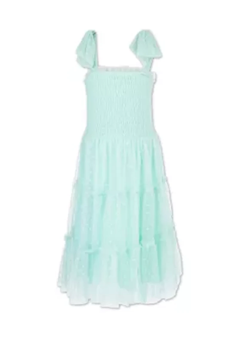 Girls 7-16 Swiss Dot Tiered Dress