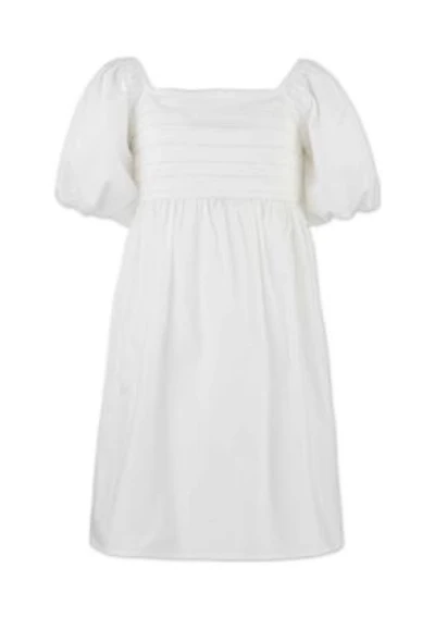 Girls 7-16 Pleat Front Puff Sleeve Dress